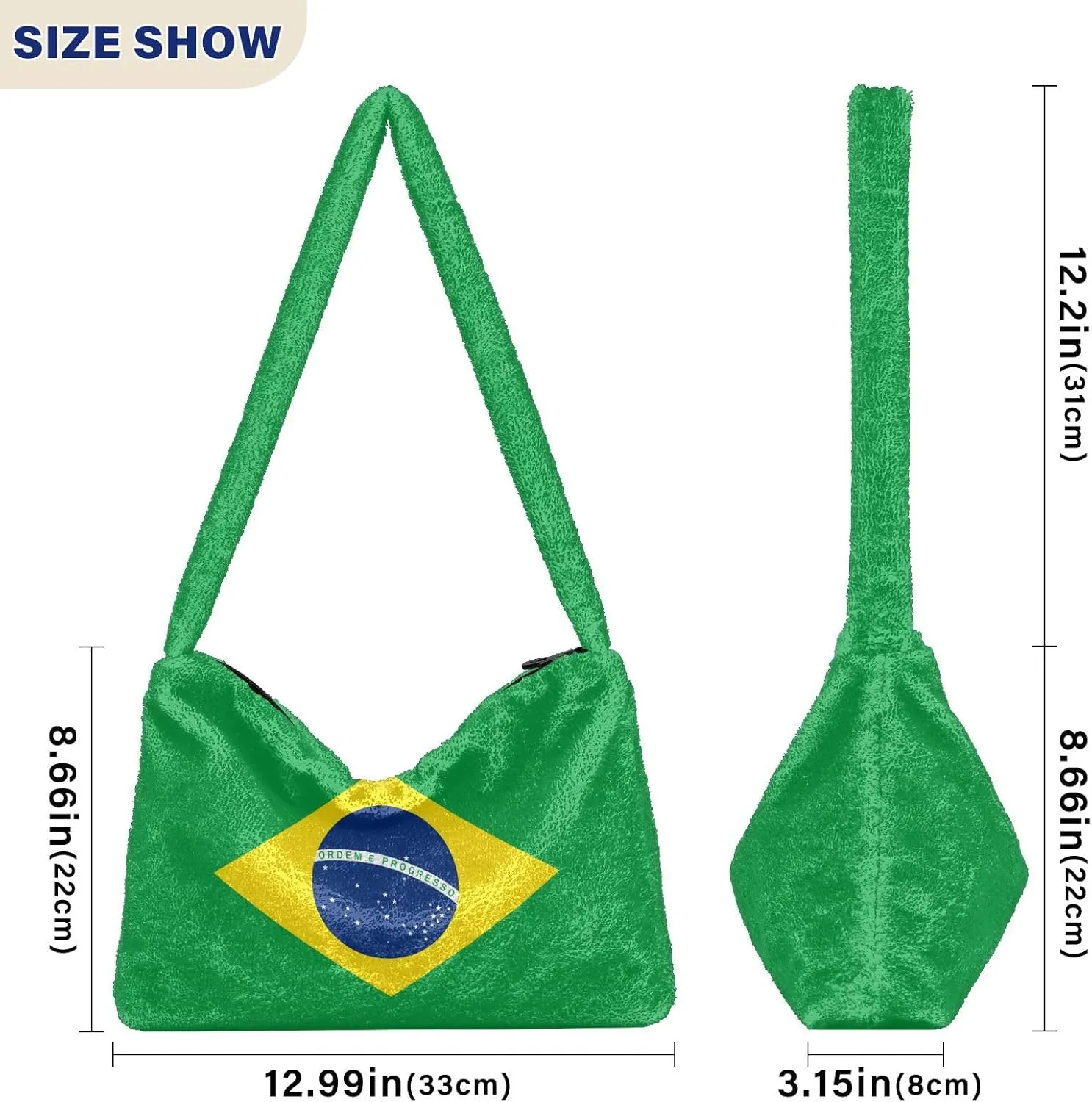 MCHIVER Shoulder Tote Bags for Women Furry Crossbody bag with Zipper Hobo Handbag Purses