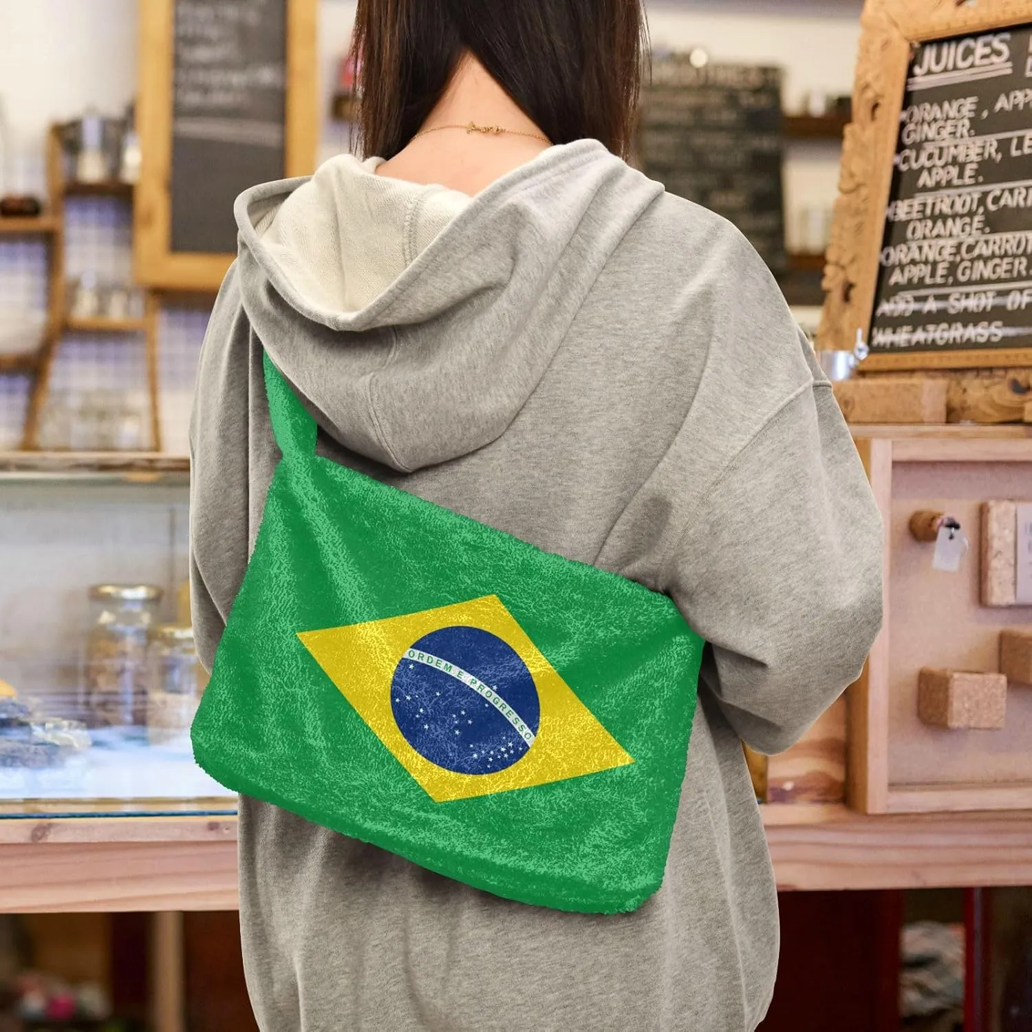 MCHIVER Shoulder Tote Bags for Women Furry Crossbody bag with Zipper Hobo Handbag Purses