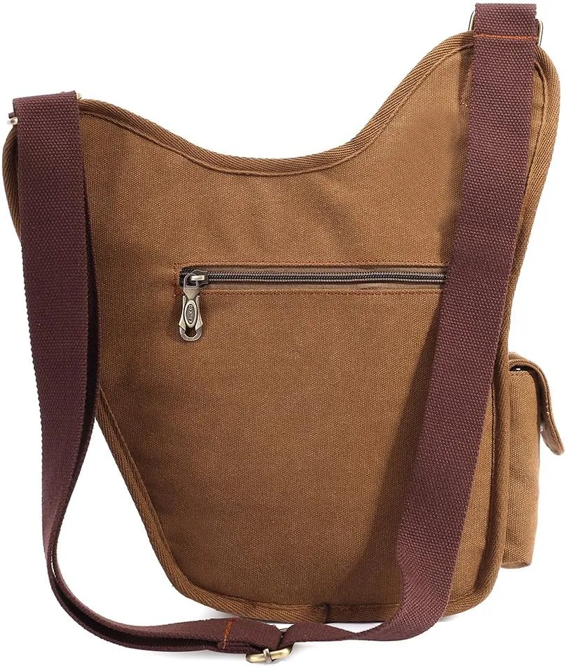 Mens Vintage Canvas Shoulder Messenger Bag Chest Leather Patchwork Messenger Bag