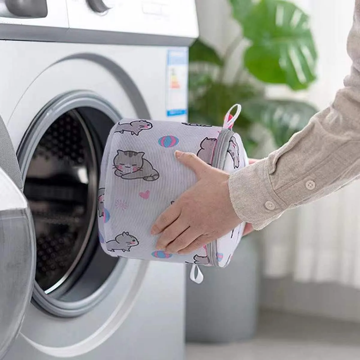 Mesh Laundry Bags,Set of 7 Delicate Laundry Bag for Washing Machine,Clothing Washing Bags with cat Prints,Garment Bags for Laundry,Lingerie Bag,Travel Storage Organize Bag (CAT)