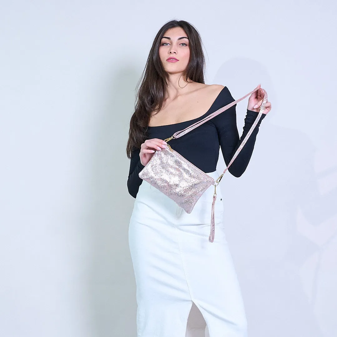 Metallic baroque embossed mini crossbody clutch bag wholesale