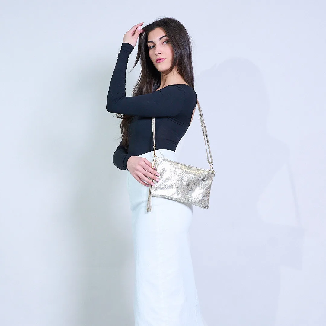Metallic baroque embossed mini crossbody clutch bag wholesale