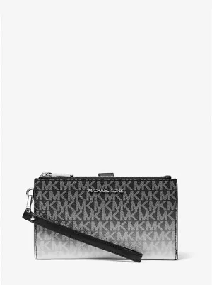 Micheal Kors Jet Set Large Ombre Signature Logo Wristlet Black