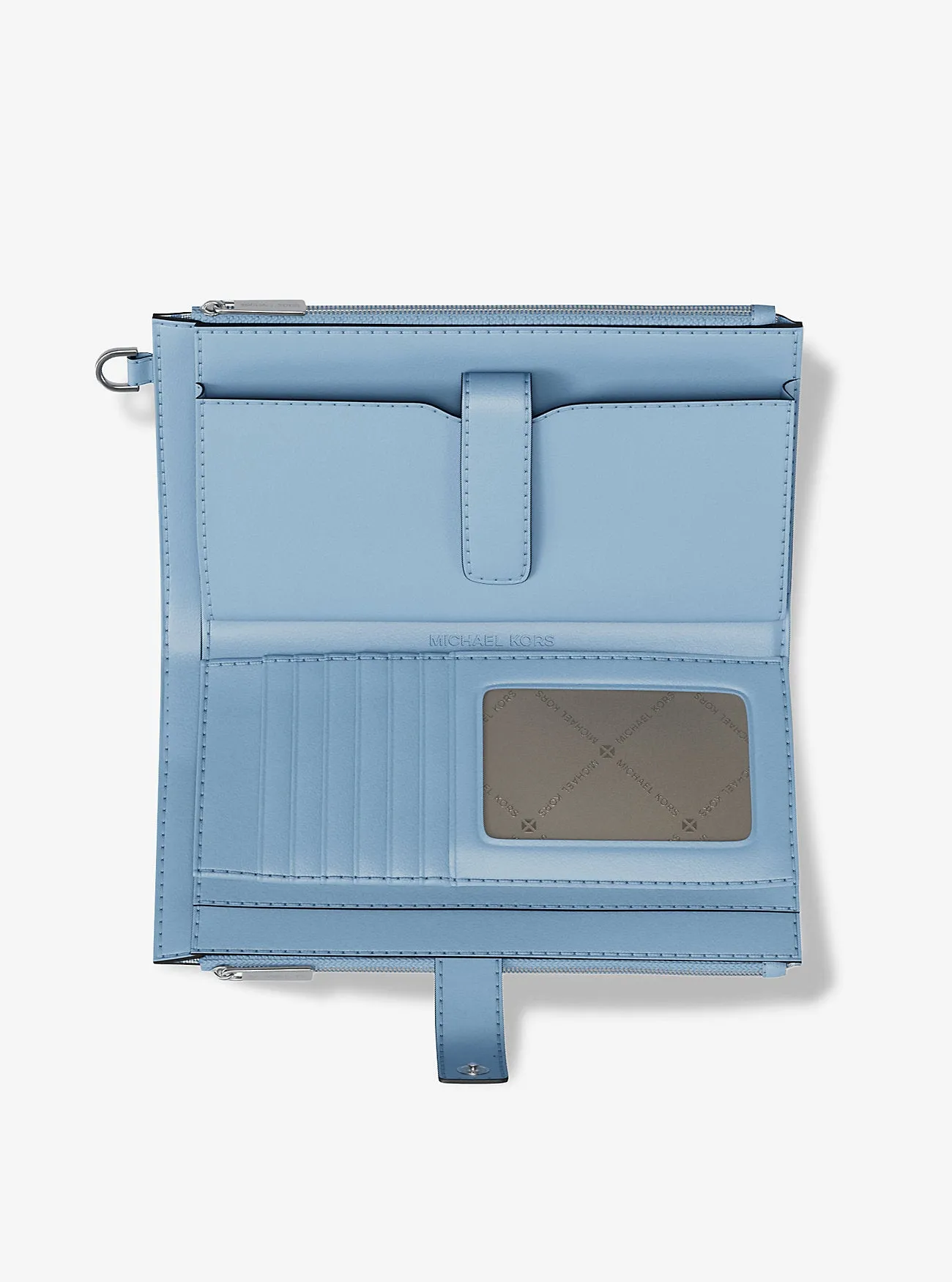 Micheal Kors Jet Set Large Ombre Signature Logo Wristlet Light Sky