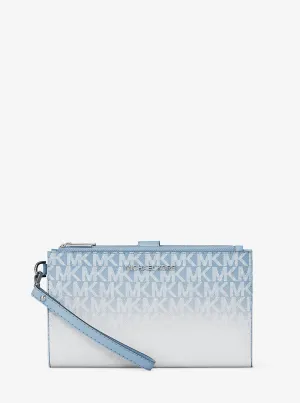 Micheal Kors Jet Set Large Ombre Signature Logo Wristlet Light Sky