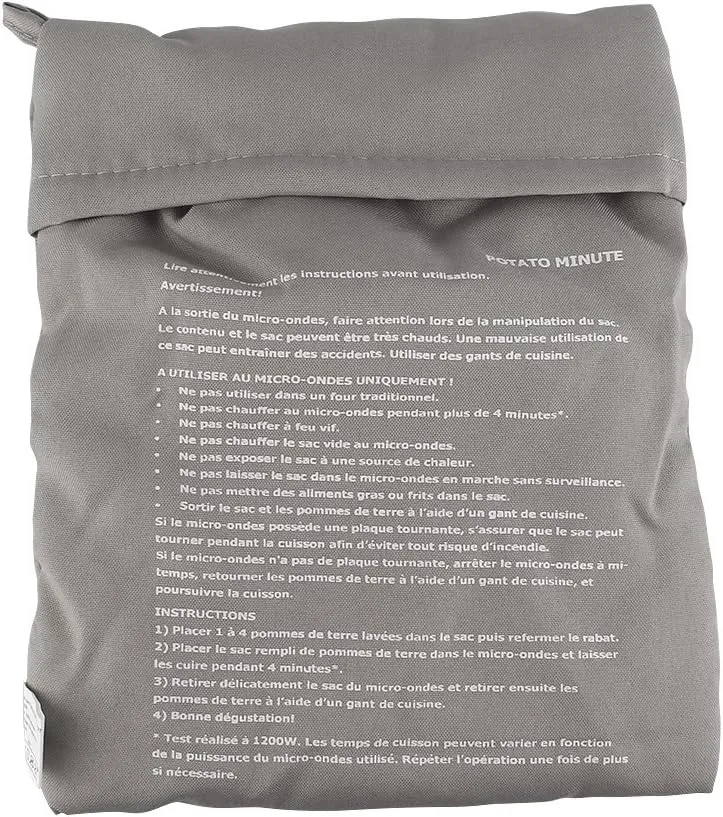 Microwave Potato Bag Baked Potato Microwave Baking Bag Washable Reusable Potato Cooker Pouch Fast in 4 Minutes (2 Pack, Grey)