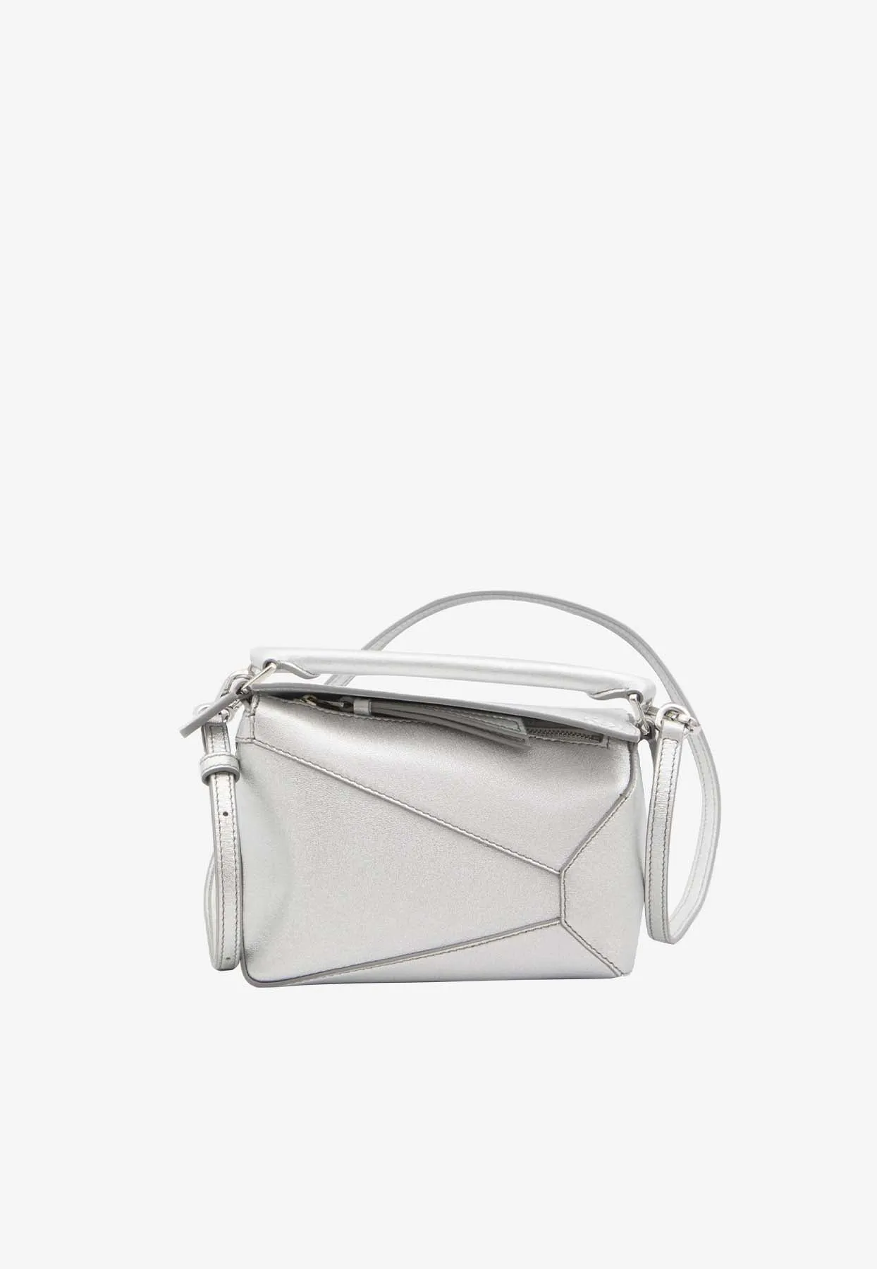 Mini Puzzle Laminated Leather Top Handle Bag