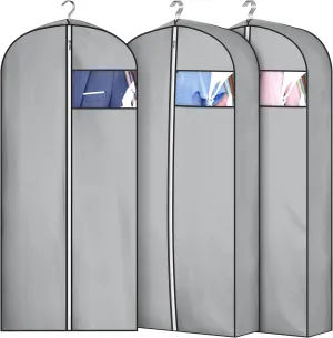 MISSLO 4" Gusseted Garment Bags for Hanging Clothes 43" Suit Bags for Closet Storage Waterproof Suit Cover Bags Hanging Clothes Storage Bag, 3 Packs