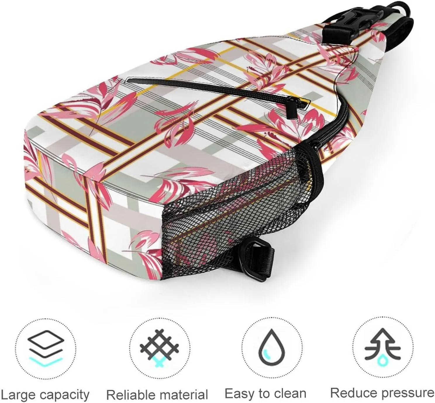 MoBlinko Sling Bag Leaves Flowers Patchwork Women Crossbody Sling Backpack Chest Bag for Hiking Cycling Travel Gift