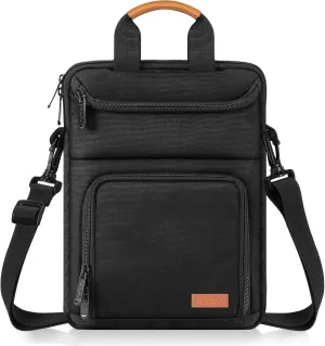 MoKo 12.9 Inch Tablet Sleeve Bag Carrying Case Fits 13 Inch New iPad Pro M4 & Air M2 2024, iPad Pro 12.9 inch M2&M1, Galaxy Tab S9/S8 Plus 12.4, with Shoulder Strap, Handle and Pockets, Black