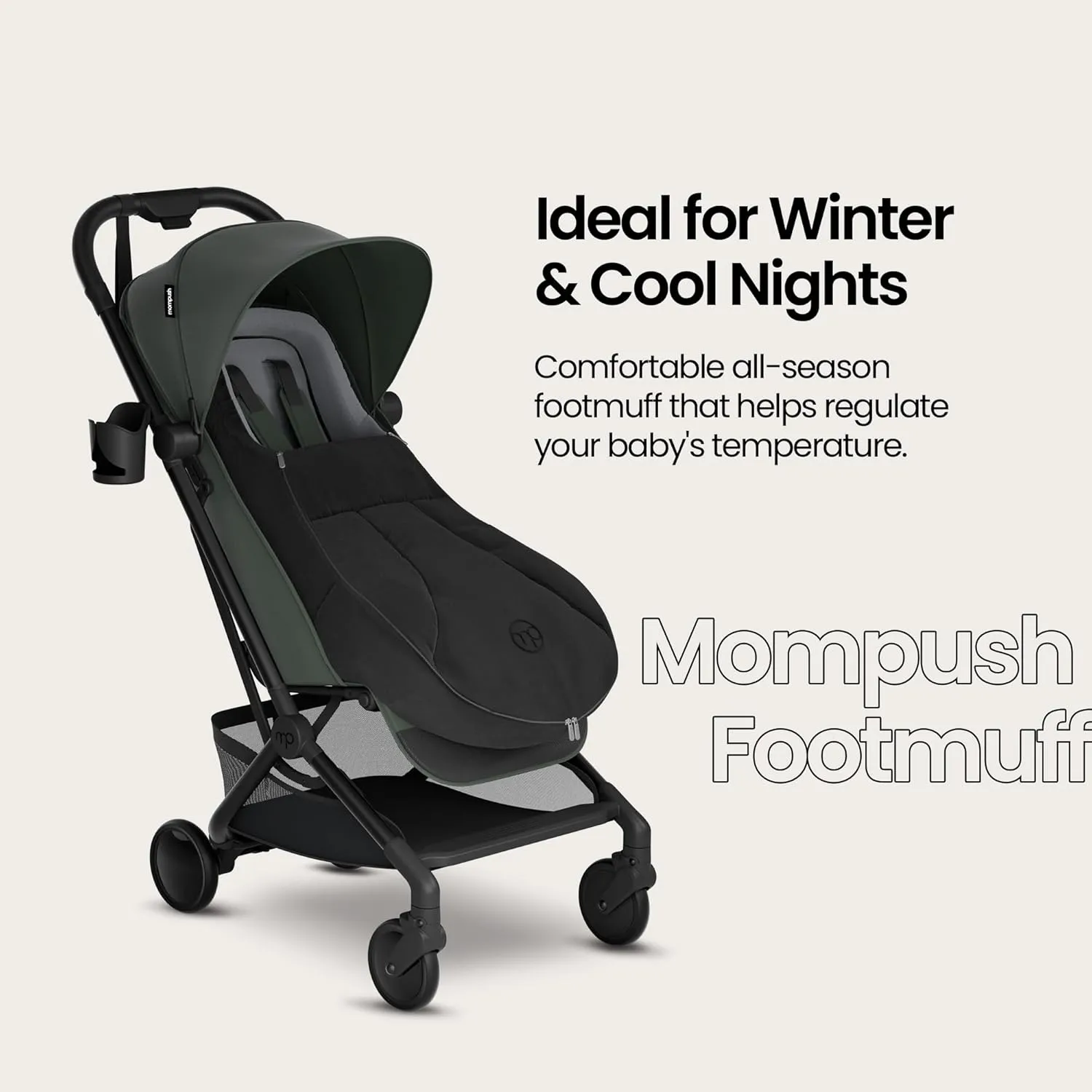 Mompush Baby Stroller Bunting Bags, Cozy Warmth & Temperature Lock, Winter Sleeping Bag with Cover for Baby, Easily Attach to Mompush Stroller Universal