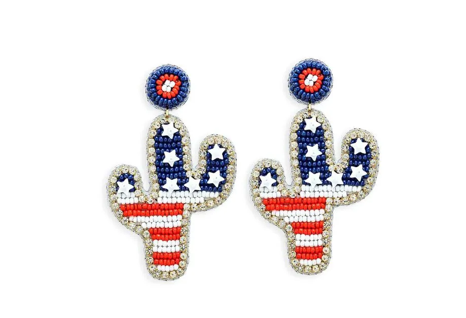 Myra Bag Spangled Cactus Beaded Earrings S-10170