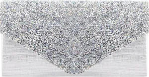 Naimo Flap Dazzling Rhinestone Clutch Bag Evening Bag Purse With Detachable Chain For Wedding and Party