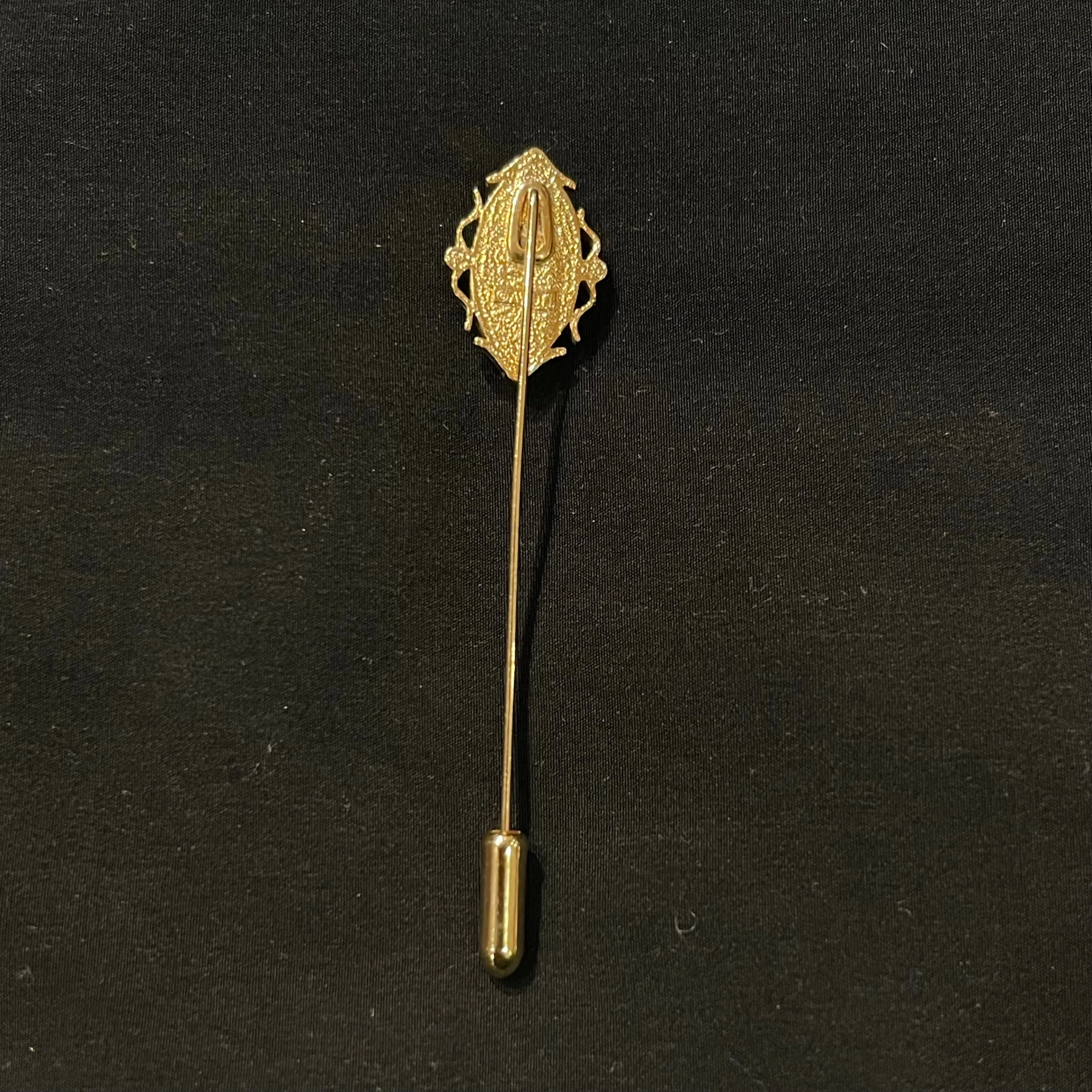 Narrow Short Burnt Orange & White Vintage Cameo Stick Pin