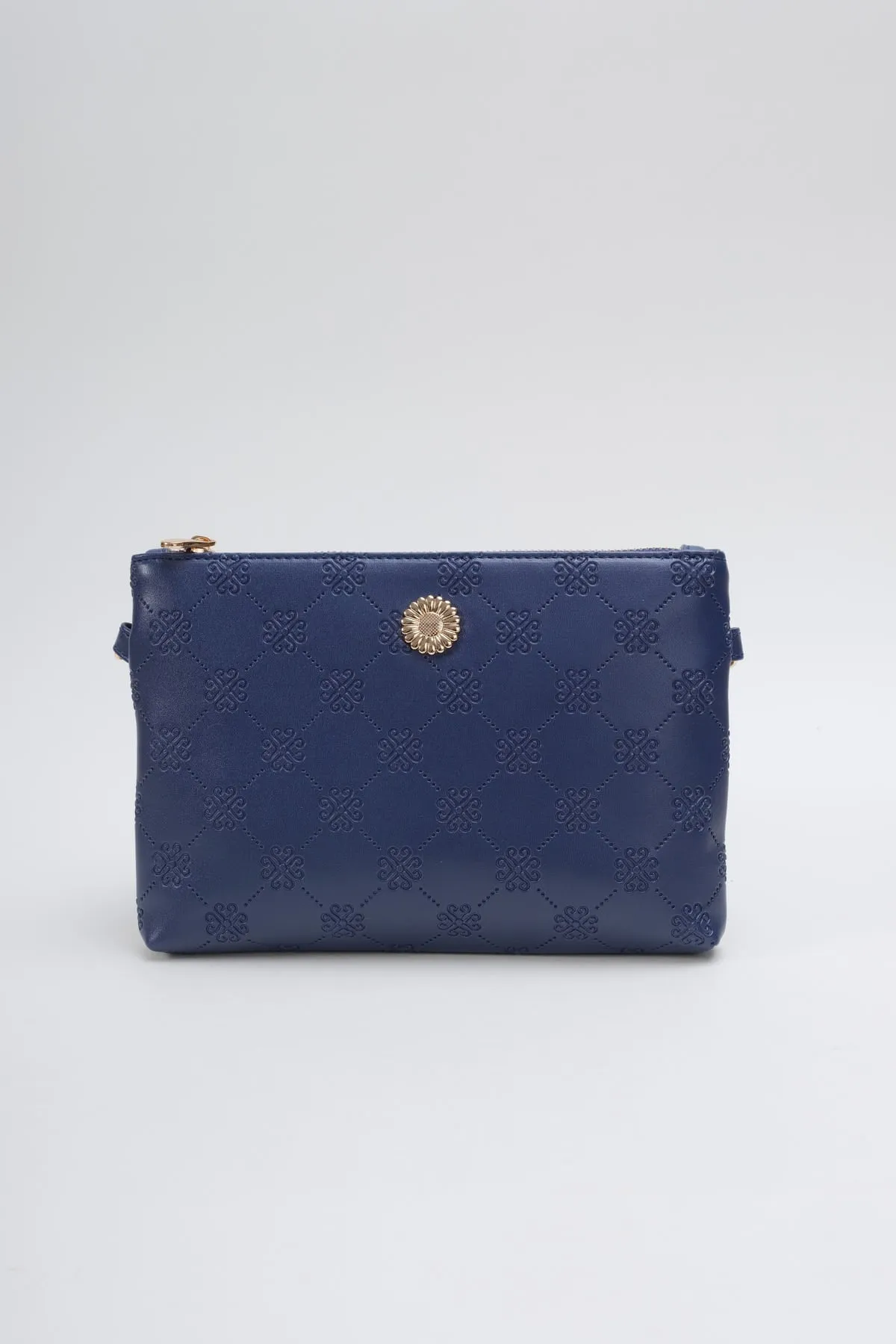 Navy Embossed Crossbody Bag