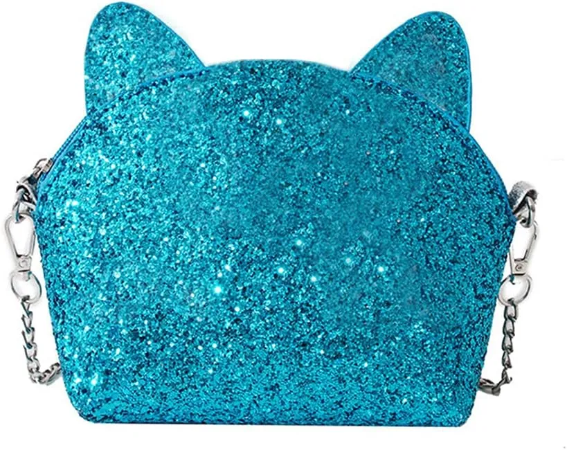 Newfancy Girls Unicorn Sequin Glitter Crossbody Shoulder Purse Handbag Women Satchel Tote Shell Bag, Bling Blue