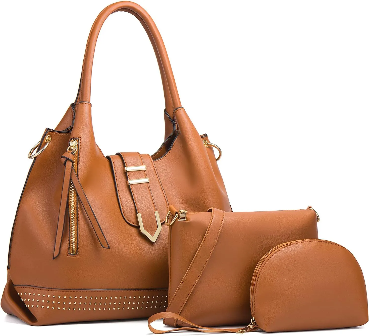 NICOLE & DORIS Large Tote Bag 3pcs Set Bags for Women Hobo and Shoulder Bags Soft PU Leather Ladies Handbags and Purses