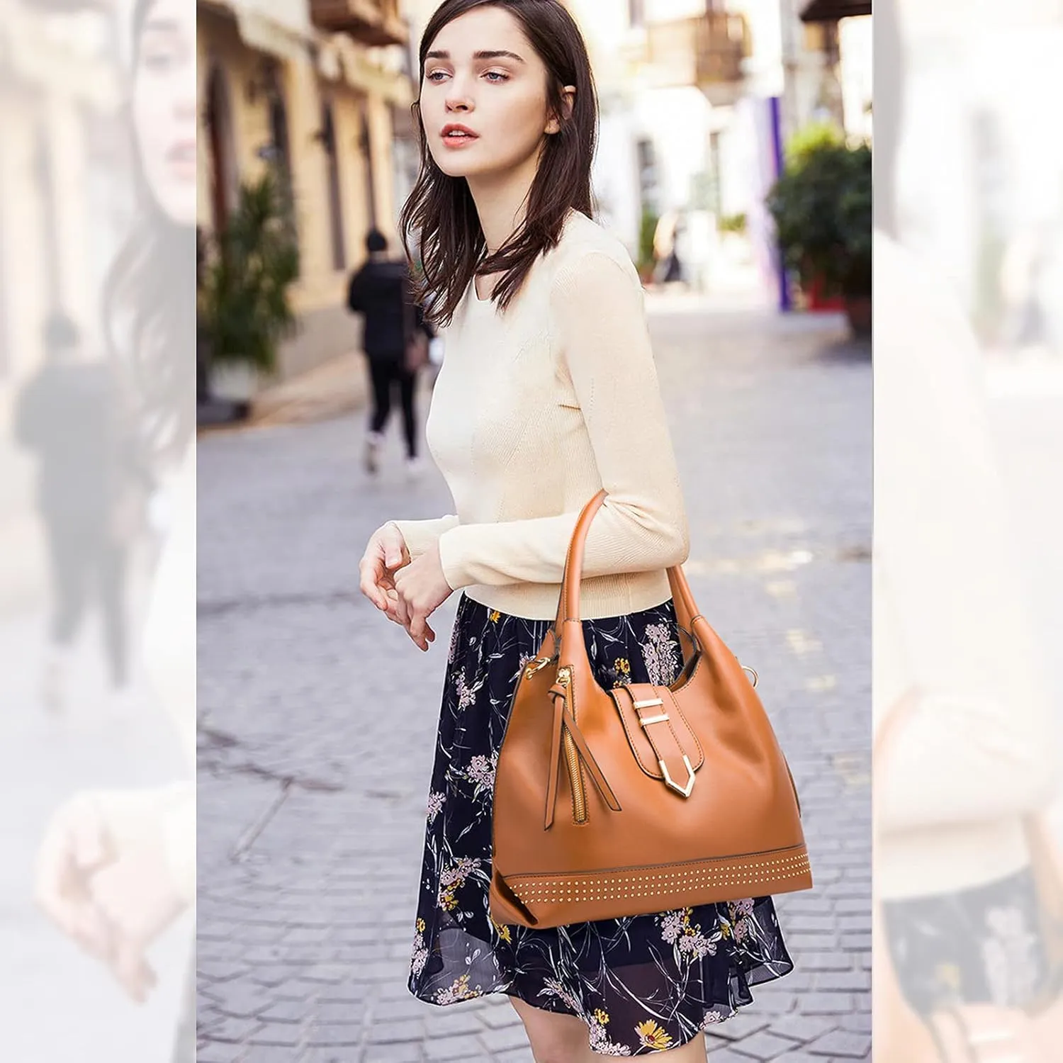 NICOLE & DORIS Large Tote Bag 3pcs Set Bags for Women Hobo and Shoulder Bags Soft PU Leather Ladies Handbags and Purses