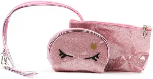 Nollia: Women's Glittery Cosmetic & Toiletry Bags -3pc Makeup Bag Set