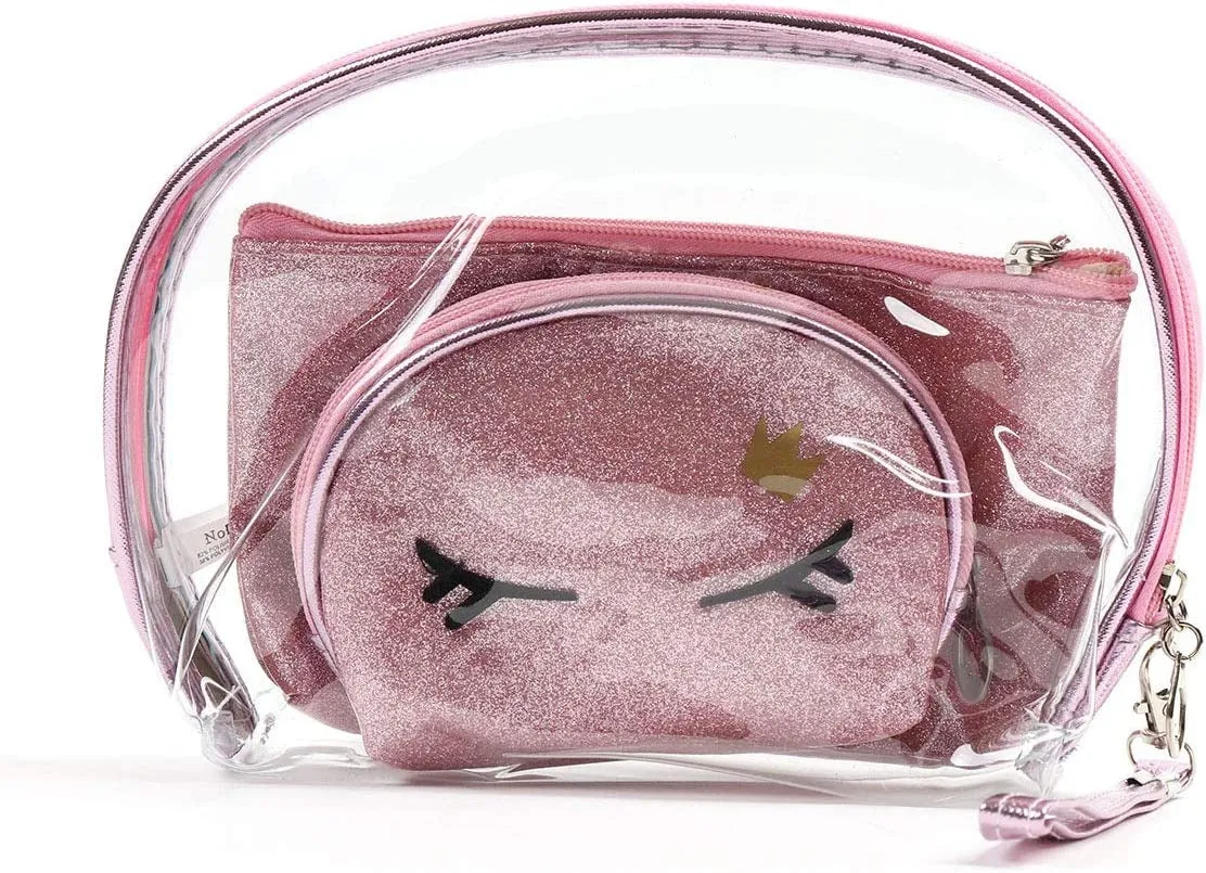 Nollia: Women's Glittery Cosmetic & Toiletry Bags -3pc Makeup Bag Set