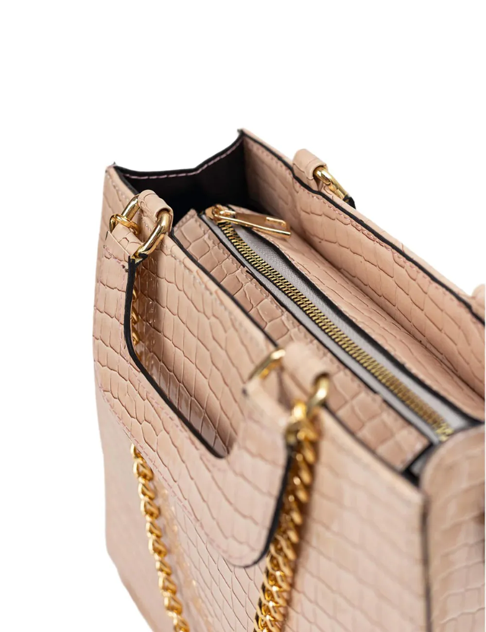 Nude Croc Embossed Bag