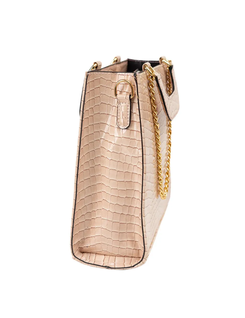 Nude Croc Embossed Bag