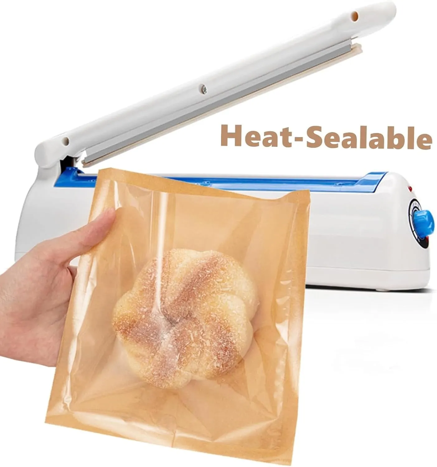 Ocmoiy 400ct Heat-Sealable Bakery Bags With Window for Cookies Packaging, 7.1x7.5 Inches Clear Front Paper Treat To Go, Grease-Resistant Egg Sandwich (400)