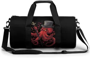 Octopus with Top Hat And Cane Novelty Large Duffel Bag Lightweight Gym Bag Travel Tote Bags