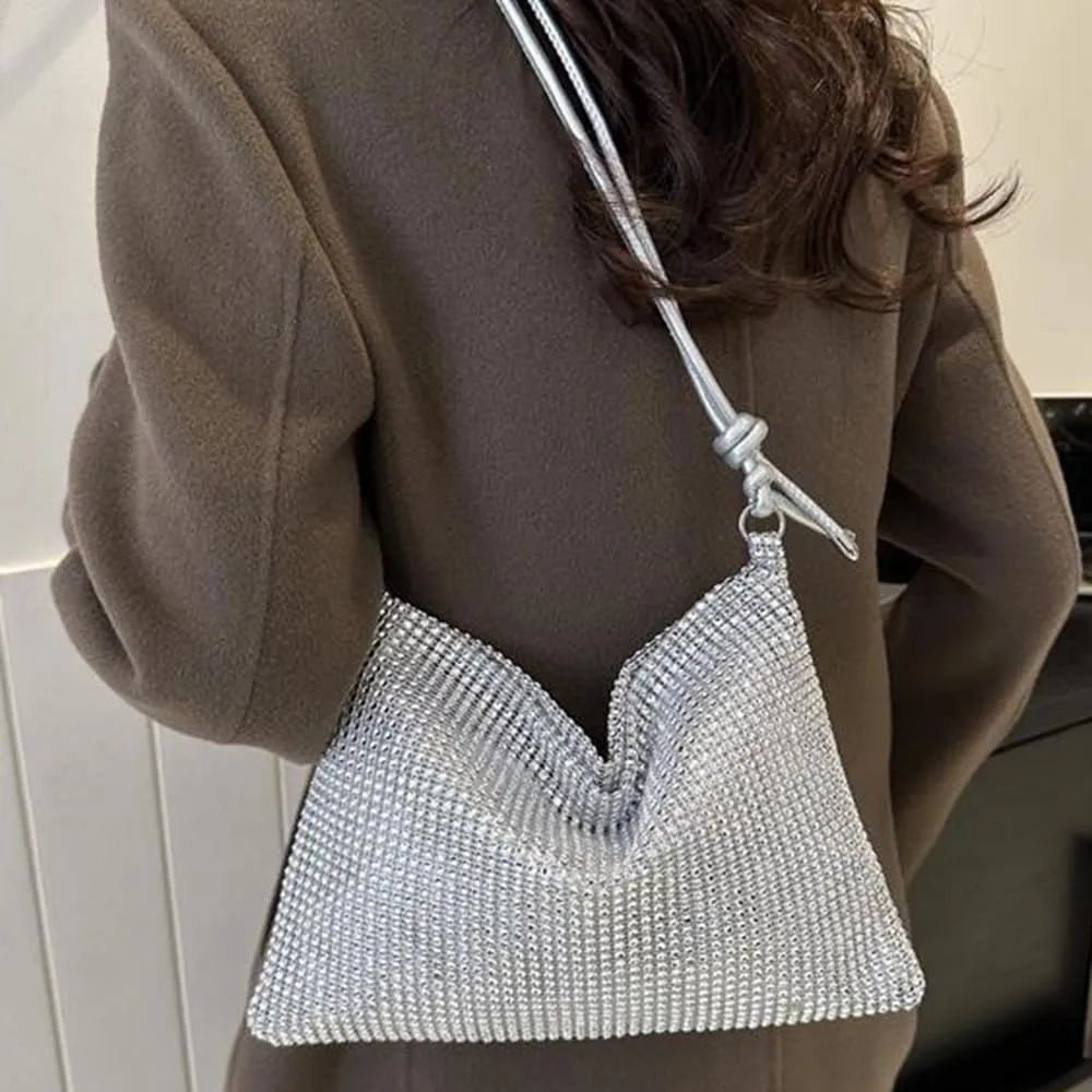 Octwine Rhinestones Evening Bucket Purse Handbag - Sparkly Shoulder Bag for Women's Party Prom
