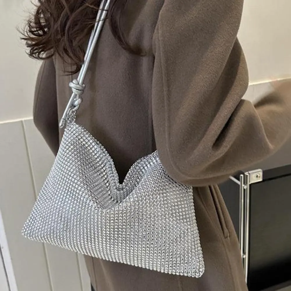 Octwine Rhinestones Evening Bucket Purse Handbag - Sparkly Shoulder Bag for Women's Party Prom