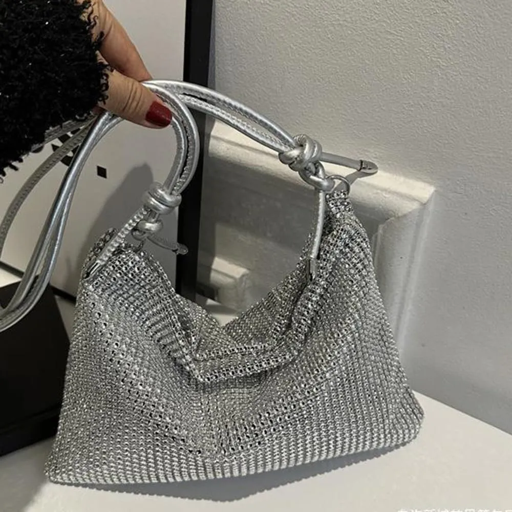 Octwine Rhinestones Evening Bucket Purse Handbag - Sparkly Shoulder Bag for Women's Party Prom