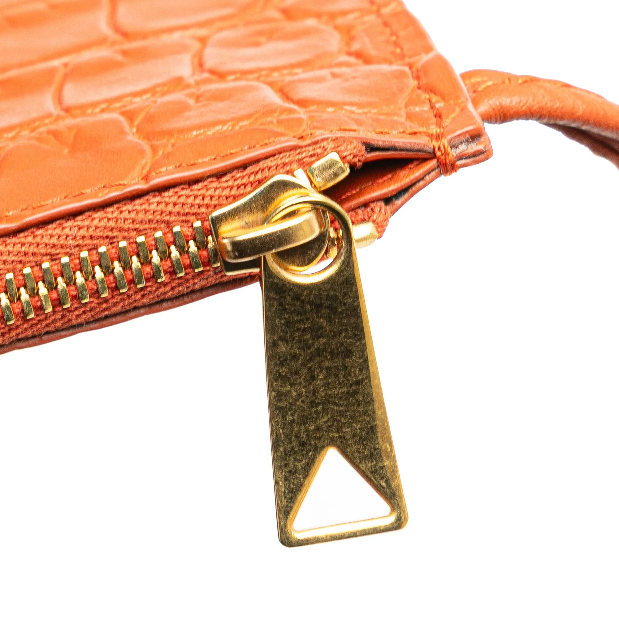 Orange Bottega Veneta Crocodile Embossed Doll Top Handle Tote