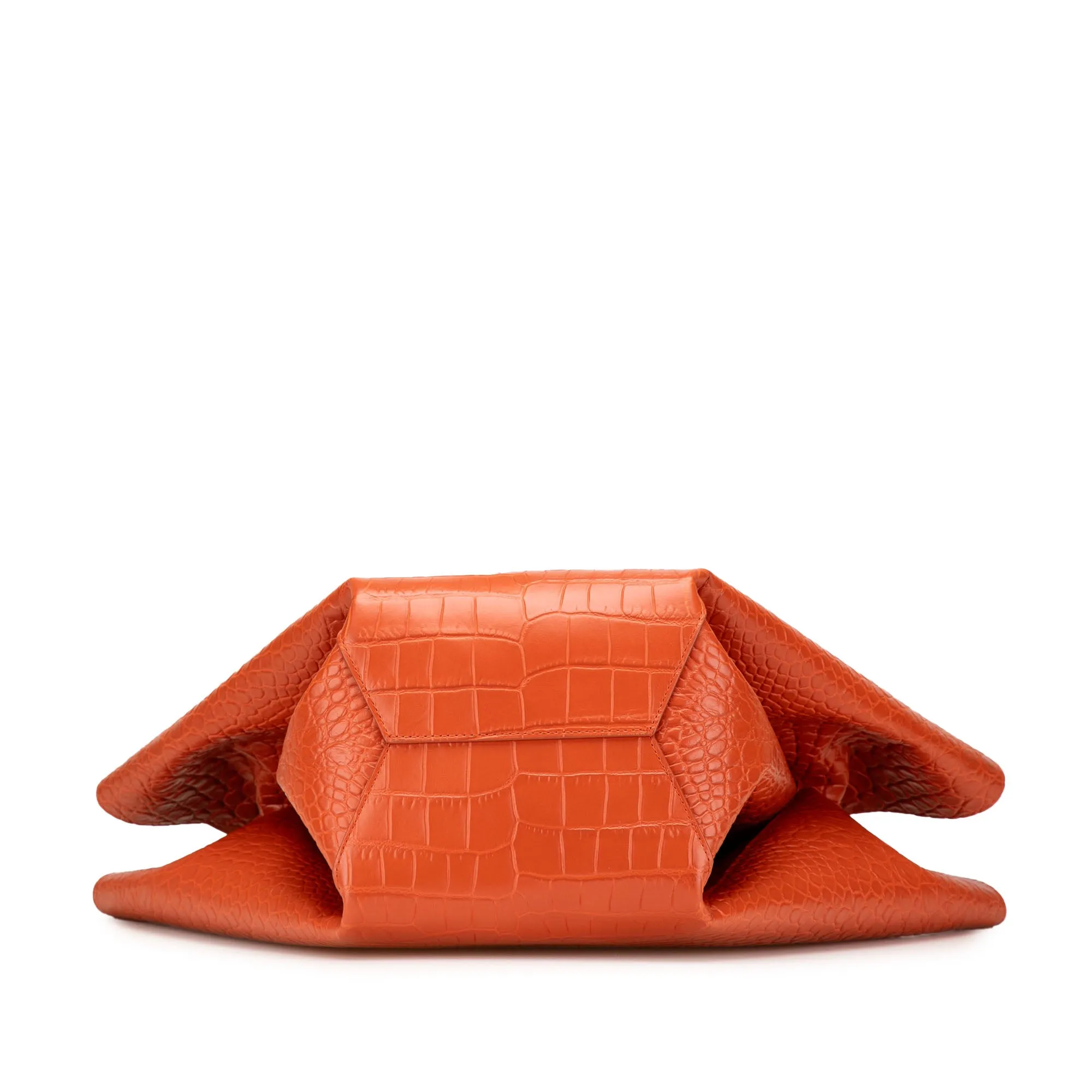 Orange Bottega Veneta Crocodile Embossed Doll Top Handle Tote