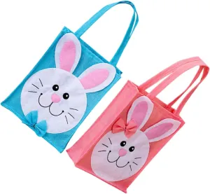 Outanaya 2Pcs Bunny Present Bags Cute Cartoon Party Treat Bags for Reusable Candy Storage Pouches for Favors and Present Wrapping
