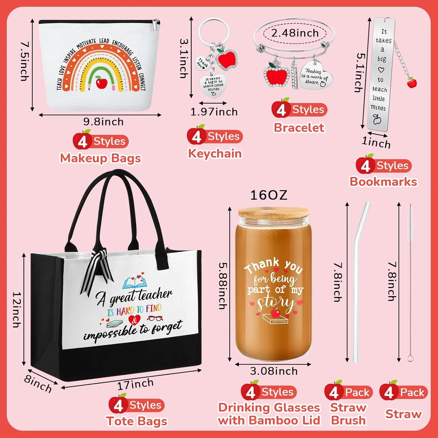 Paterr 24 Pcs Teacher Appreciation Gifts for Women Thank You Inspirational Gifts in Bulk for Nurse Mentor Parents Tote Bags