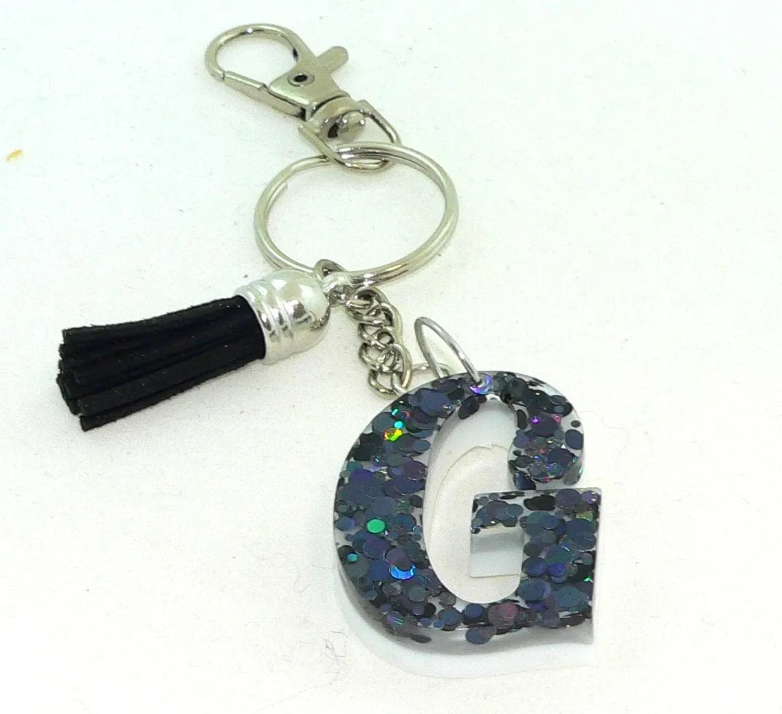 Personalized Holographic Confetti Keychain: Glittery Bag Charm for Purse or Backpack