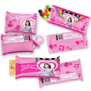 Personalized Pink Doll Birthday Candy Wrapper Party Favors, Fashion Party Goodie Bags For Girl Glamour Runway Birthday, Inspired by Blond Malibu Doll