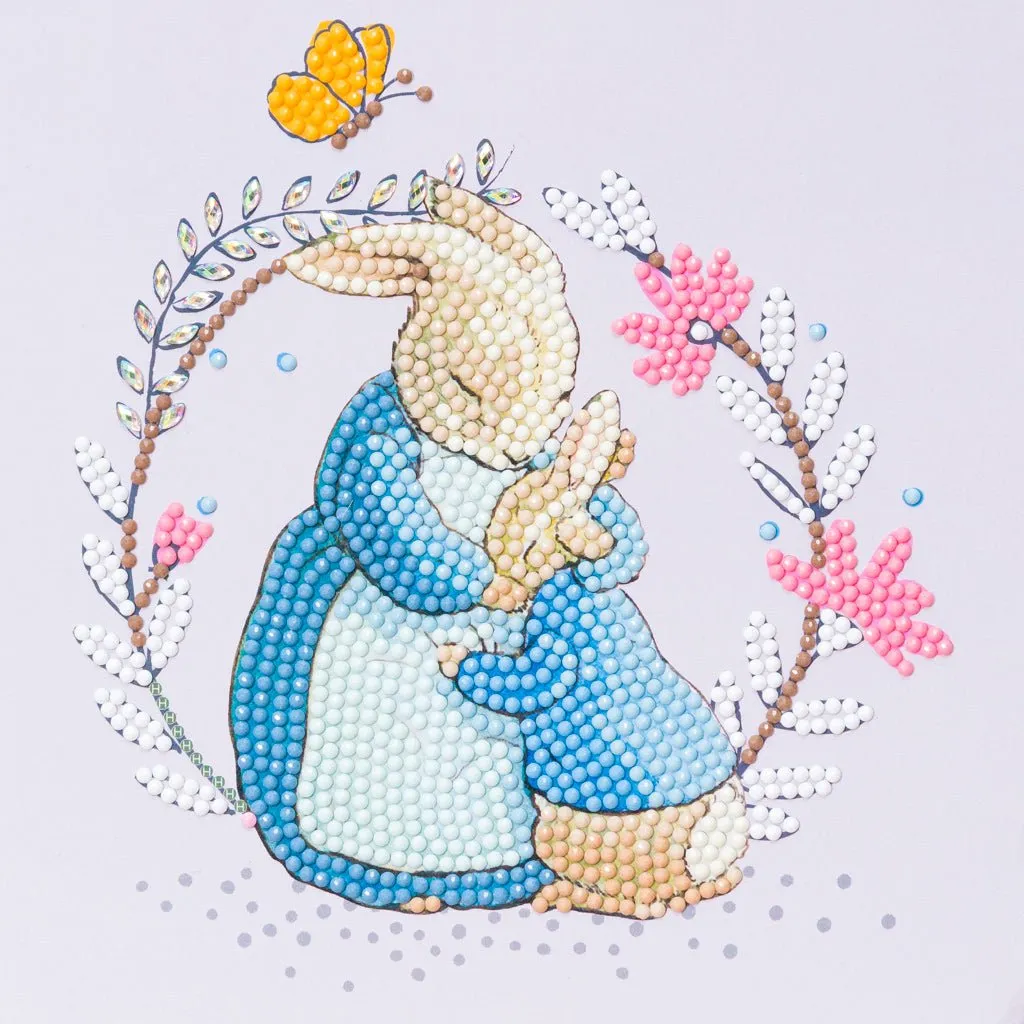 Peter & Mrs Josephine Rabbit 18x18cm Crystal Art Card