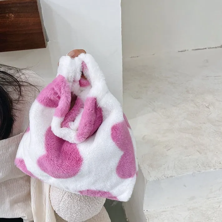 Pink Hearts Fluffy Tote Bag