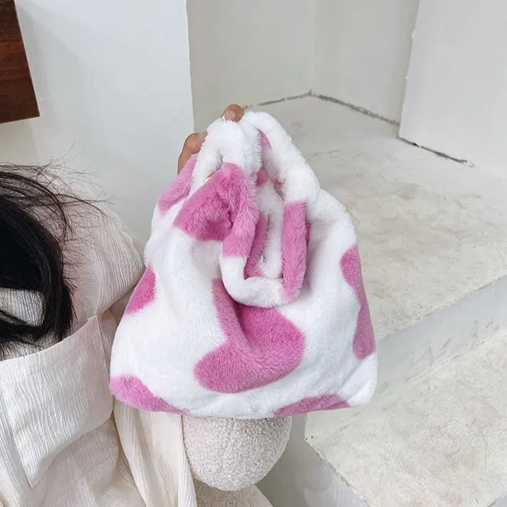 Pink Hearts Fluffy Tote Bag