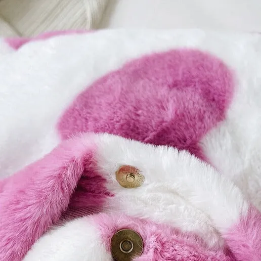 Pink Hearts Fluffy Tote Bag