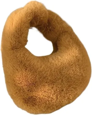 Plush Handbags Fur Women's Small Half Moon Bag Warm Plush Wrist Bags for Women Fashion Furry Short Handle Clutch