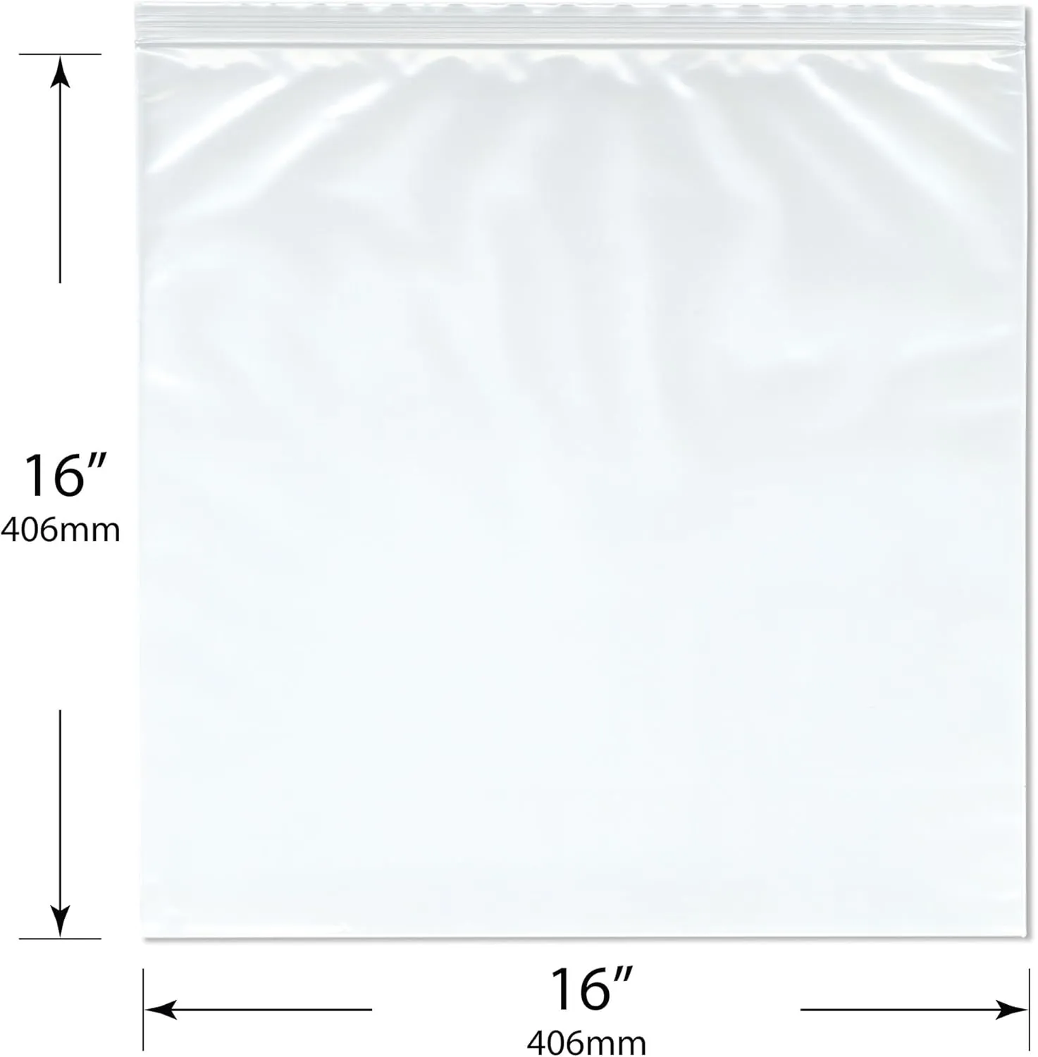 Plymor 16" x 16" (Pack of 100), 4 Mil Heavy Duty Zipper Reclosable Plastic Bags