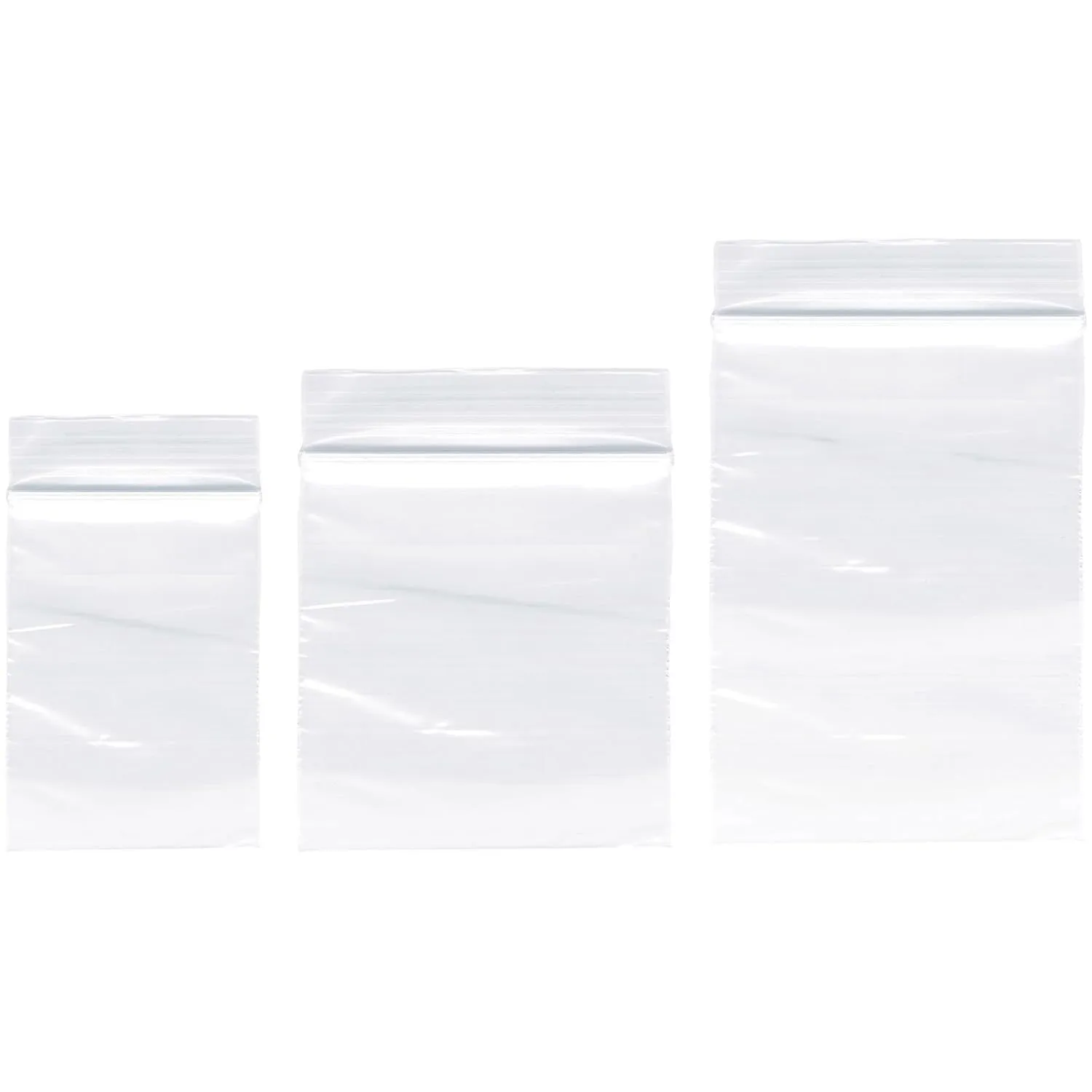 Plymor 2" x 3" (100), 3" x 3" (100), 3" x 4" (100), 4 Mil Variety Pack Heavy Duty Zipper Reclosable Plastic Bags