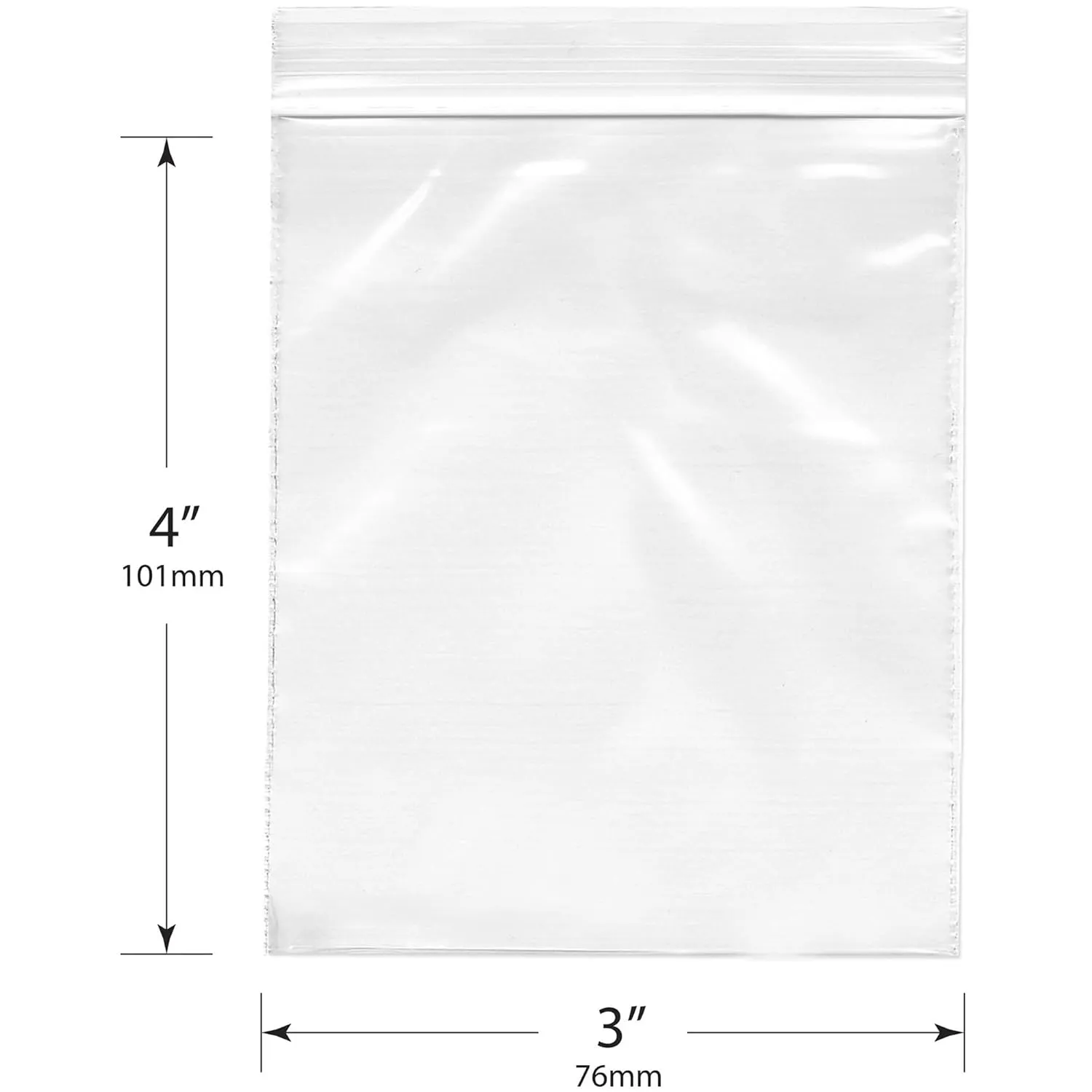 Plymor 2" x 3" (100), 3" x 3" (100), 3" x 4" (100), 4 Mil Variety Pack Heavy Duty Zipper Reclosable Plastic Bags