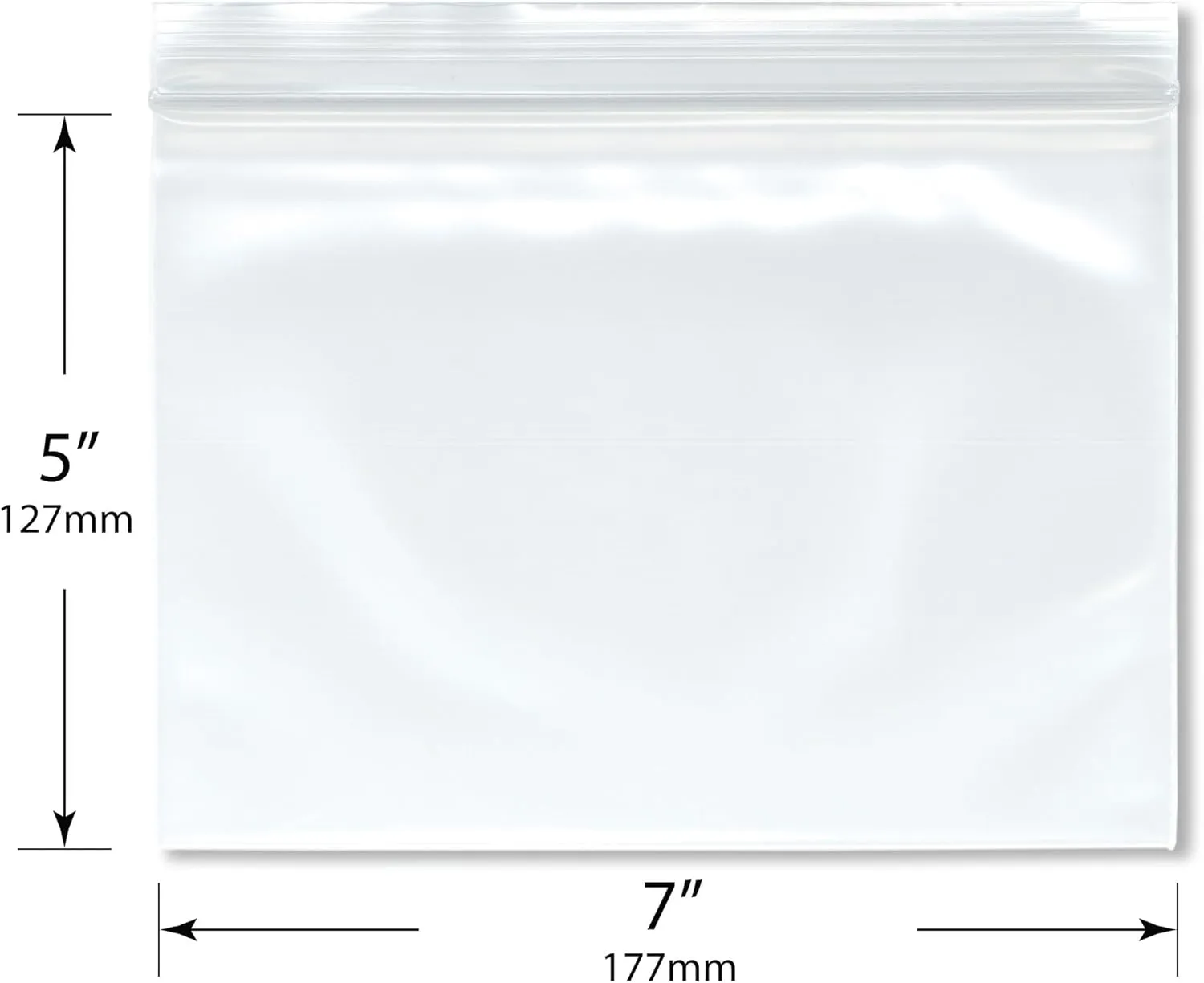Plymor 7" x 5" (Case of 1,000), 4 Mil Heavy Duty Zipper Reclosable Plastic Bags