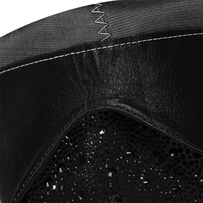 Pointed Toe  Black Rhinestone Boots Knee High Western Cowgirl Boots