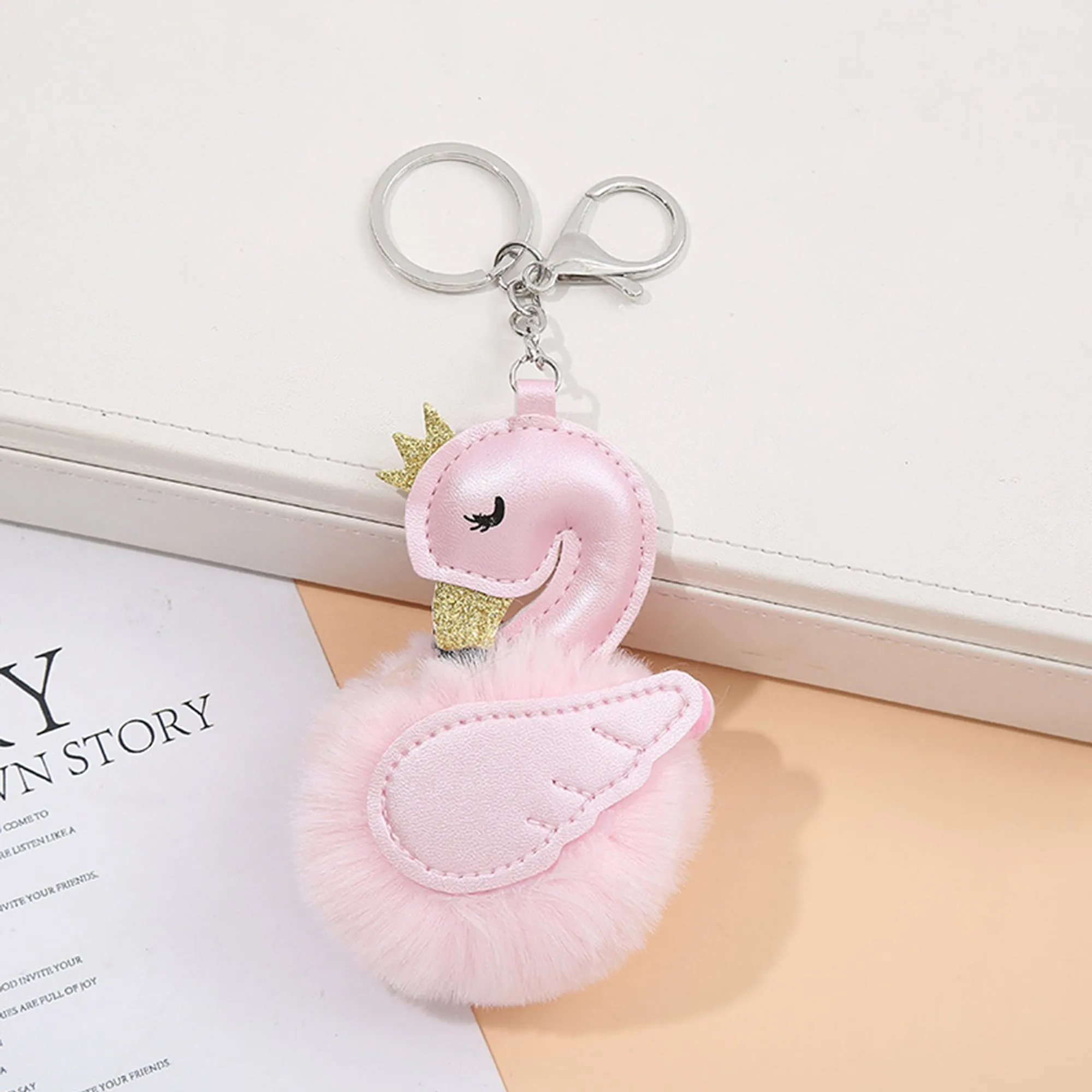Pom Pom Keychain pendant plush ball ornament animal cartoon key ring 22C18