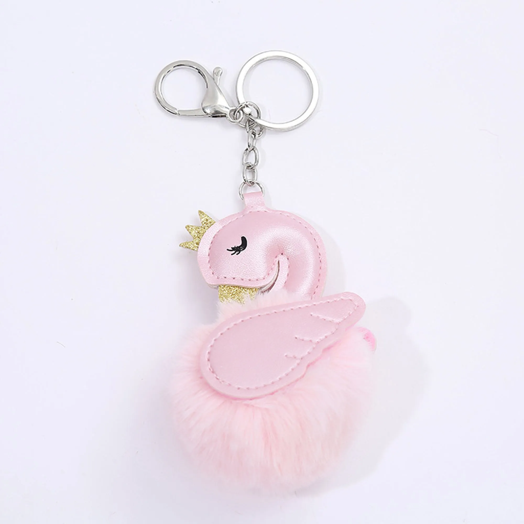Pom Pom Keychain pendant plush ball ornament animal cartoon key ring 22C18