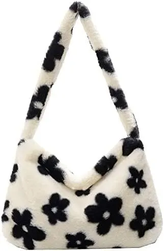 Pooyikoi Plush Underarm Bag, Ladies Fluffy Shoulder Bag, Women Y2K Furry Purse Fluffy Tote Bag for Autumn and Winter